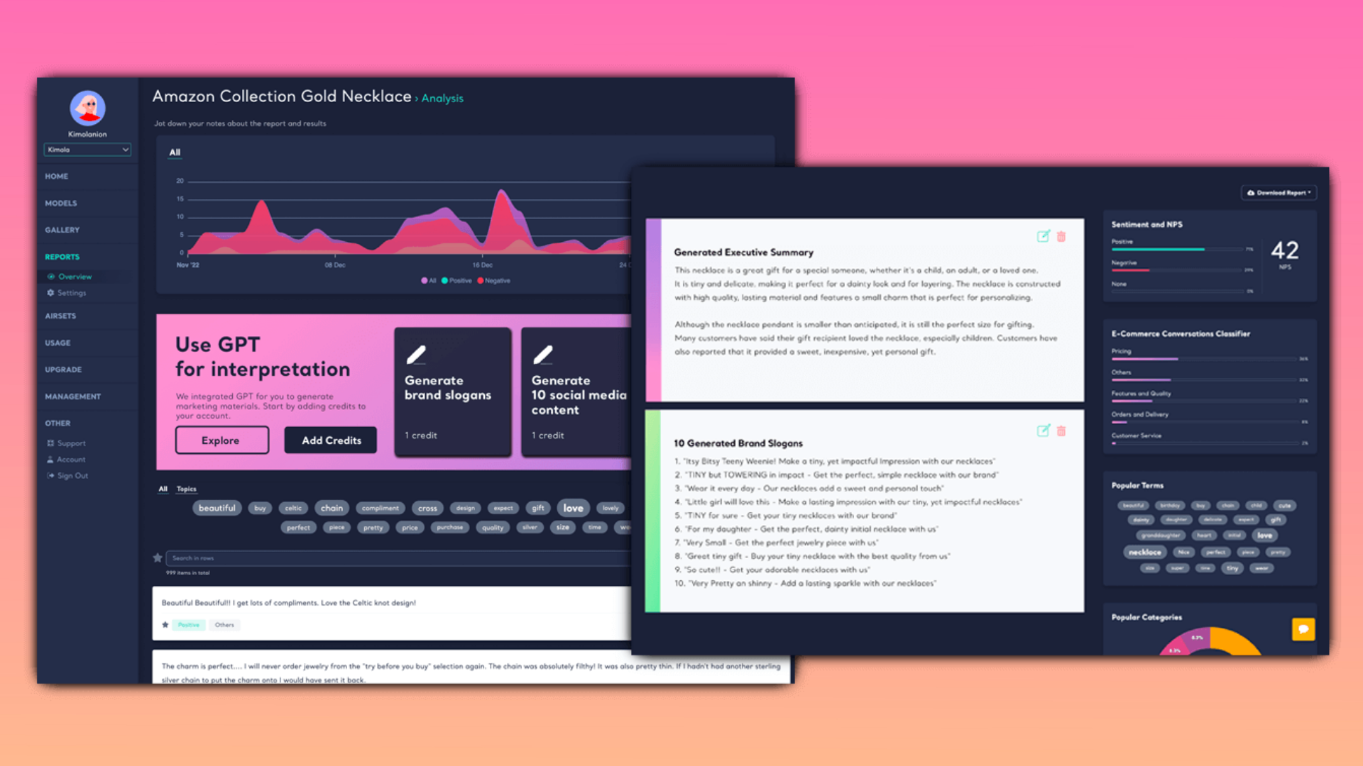 screenshot of Kimola Cognitive